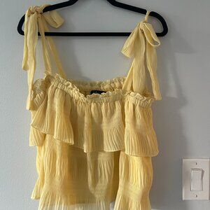 Lulus Yellow Tie-Strap Tiered Tank Top